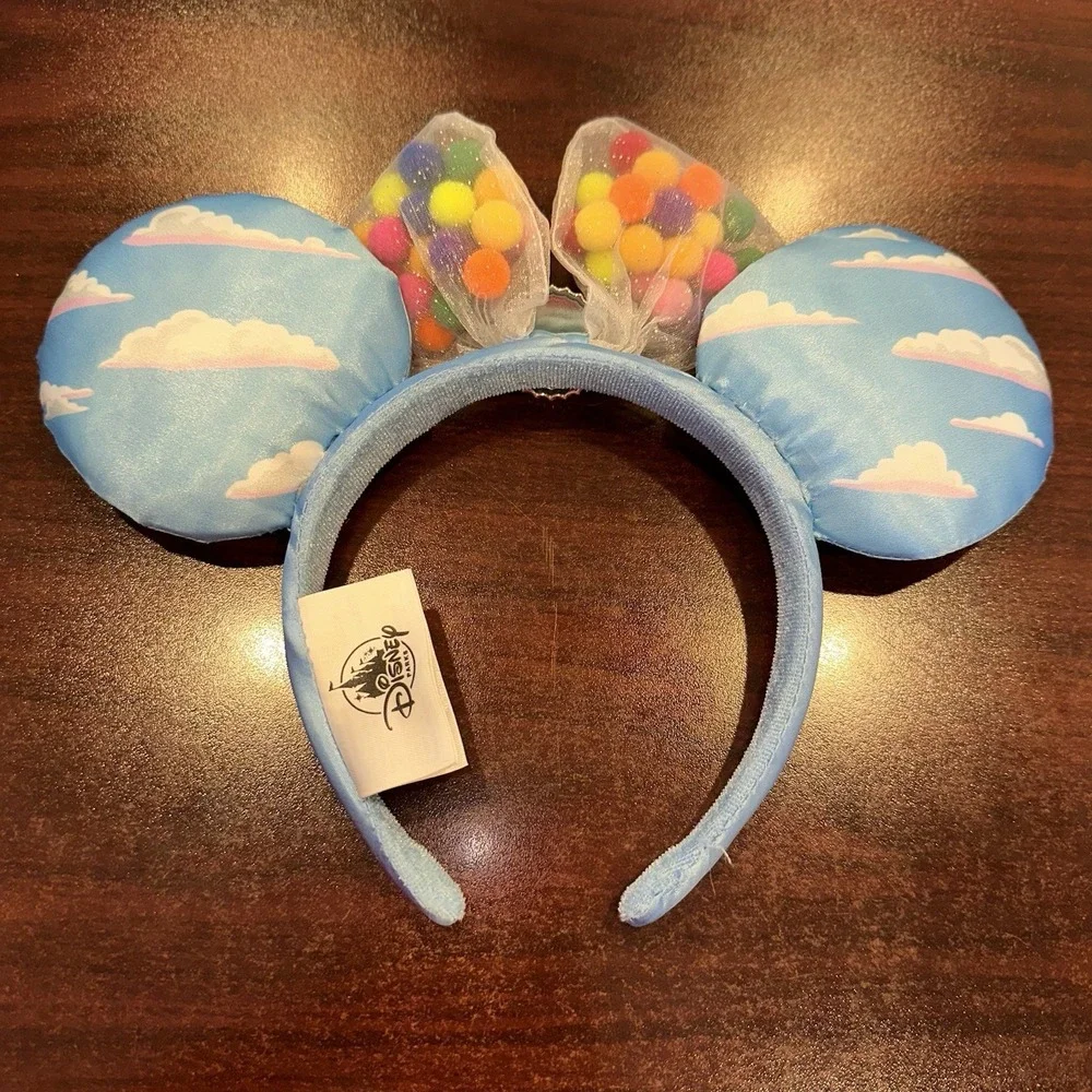 Disney Parks Pixar UP Clouds Flying House Minnie Ears Headband Grape‎ Soda Badge